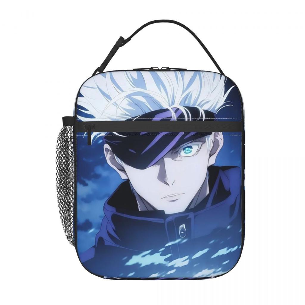 Satoru Gojo Anime Sac à Lunch Isotherme Japonais pour Femmes Bureau Refroidisseur Boîte Thermique Alimentaire Sac Tote Boîtes à Lunch Portables Contenant