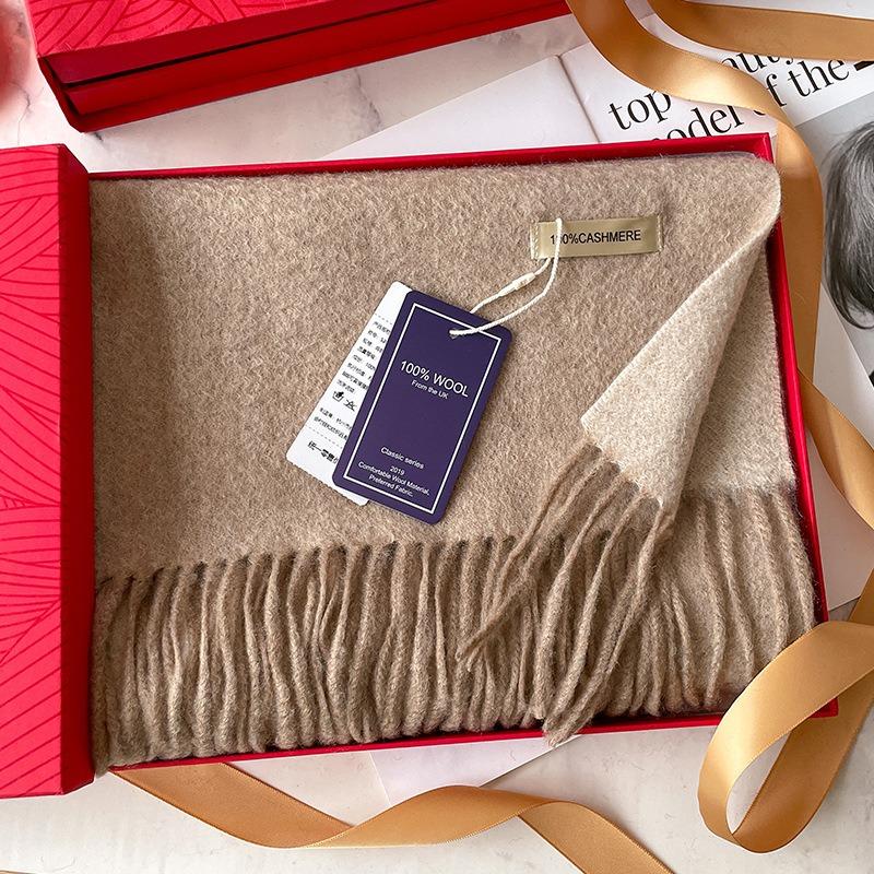 Cashmere scarf men's and women's winter double-sided high-end water ripple shawl high-end gift