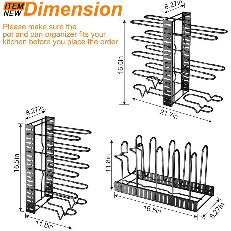 5/8 layer Pots Pans Organizer for Cabinet Upgraded Pots and Pans Organizer Rack for Kitchen Storage Pot Lids Organizer rack