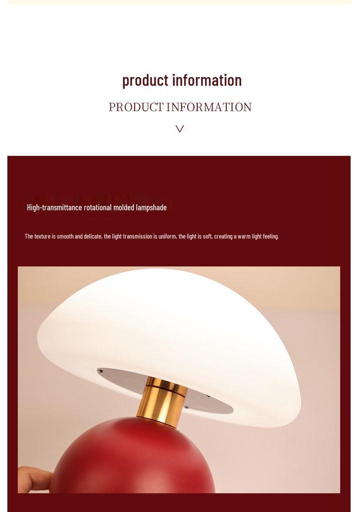 Red Mushroom Desk Lamp - Perfect for Bedroom, Bedside, or Wedding Decor, Adds a Festive Atmosphere.