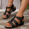 New Fish-mouth Shoes Wedge Heel Casual Plus-size One-strap Sandals