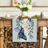 Spring Table Runner Blue Butterfly Flowers Seasonal Home Party Kitchen Dining Table Decoration 13x72 Inch