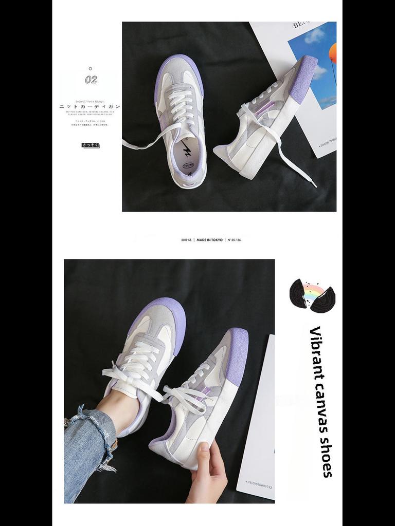 Triple Canvas Korean Style Casual White Sneakers for Female Students - WDSW-90001
