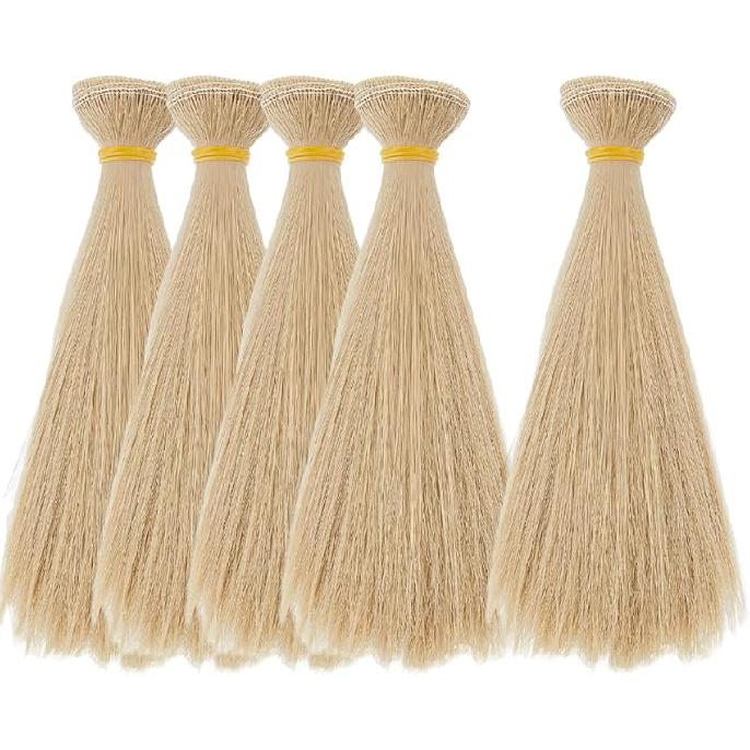 DICOSMETIC 5 Adet Bebek Peruğu Bebek Saçı 15.5cm Düz Kısa Bebek Saçı Yüksek Sıcaklık Fiber Bebek Saçı Atkıları Bebek Yapım Kitleri Bebek Saç Uzantıları Buğday