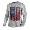 Spring and Autumn Round Neck American Flag Pattern 3D Printed Top Fashionable Casual Sports Long Sleeved Men's T-shirts