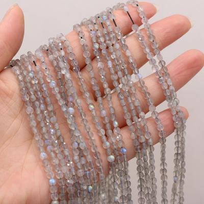 Natural Stone Flash Labradorite Beads 4/6mm Faceted Flat Beads for Jewelry Making DIY Necklace Bracelet Accessories