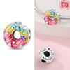 Authentic Charm Bead Charms copper Pink Colorful Doughnut Cake Ice Cream Coffee Cup Bead Charms Compatible With Bracelets Women Jewellery Diy Delicate