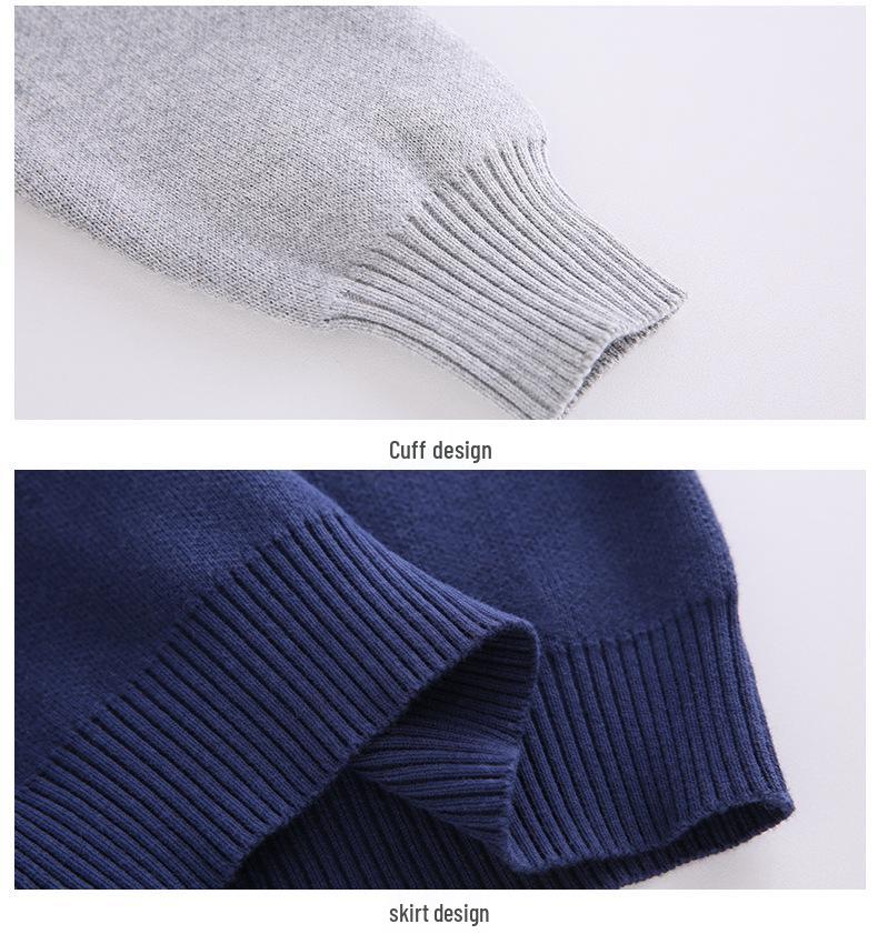 Jungen Strickpullover mit Fleecefutter: Dickes Fake-Zweiteiler-Design für Frühling/Herbst/Winter