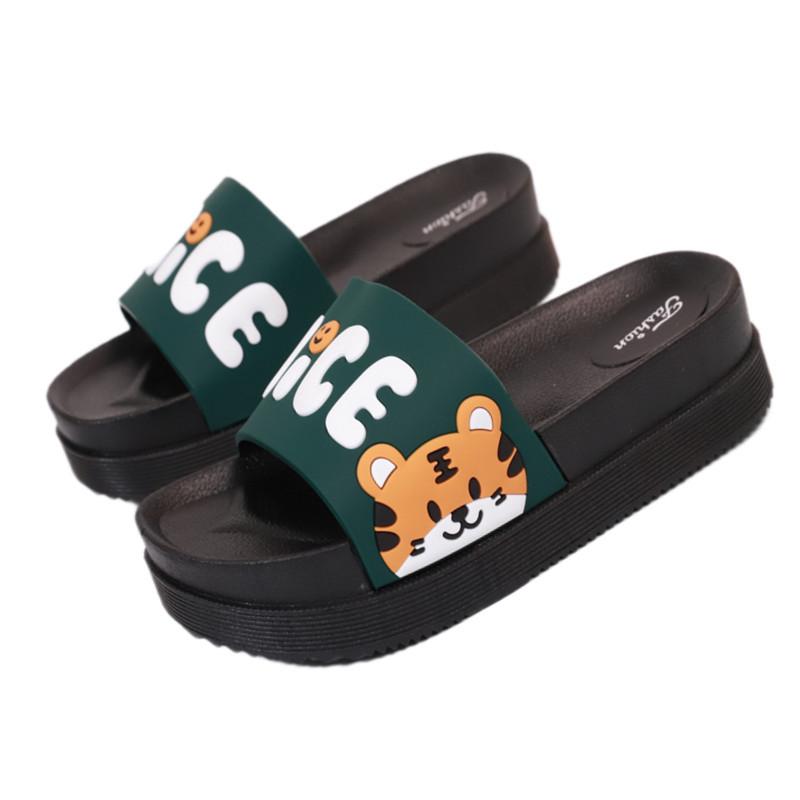 Thick Platform Women Slippers Summer Beach Soft Sole Slide Sandals Cartoon Bear Men Indoor Bathroom Shoes Anti-Slip Flip Flops