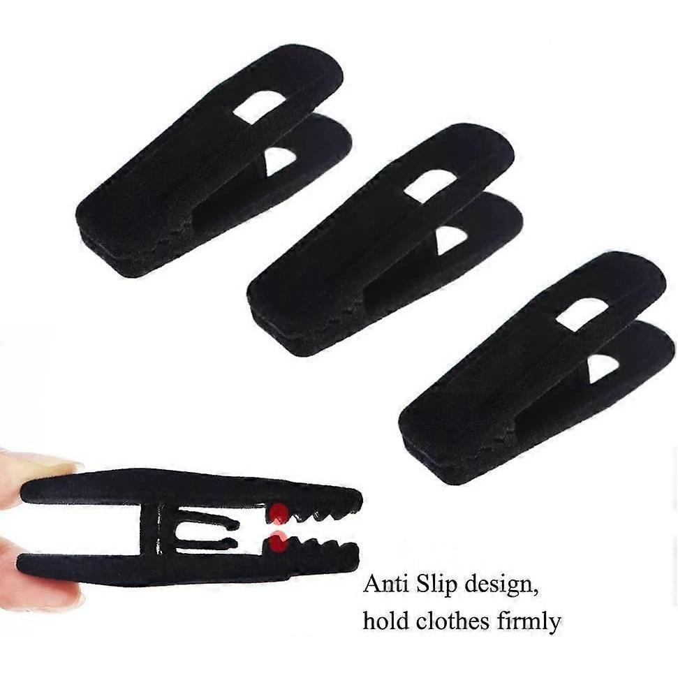 Black Velvet Hangers Clips, Non-Slip Velvet Clips for Skirt Hanger Pants Hanger Suit Velvet Hangers, Strong Hangers Clip Fit for Thin Velvet Hangers(B