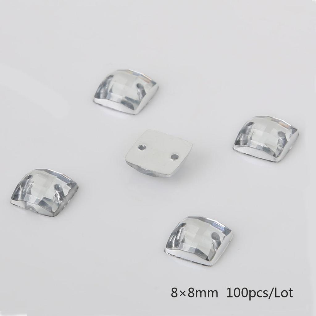 50/100 de bucăți de cusut cu strasuri cu spate plat, margele acrilice pătrate, pietre de cristal strass, pentru decorațiuni de album de însemnări DIY