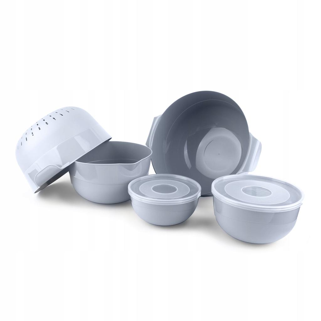 KADAX Set of 7 Kitchen Bowls + 3L Colander Plastic