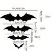 60pcs/12pcs Halloween Black Bat 3D Bats Stickers Wall Decoration Halloween Party Decoration Office Home Living Room Decoration