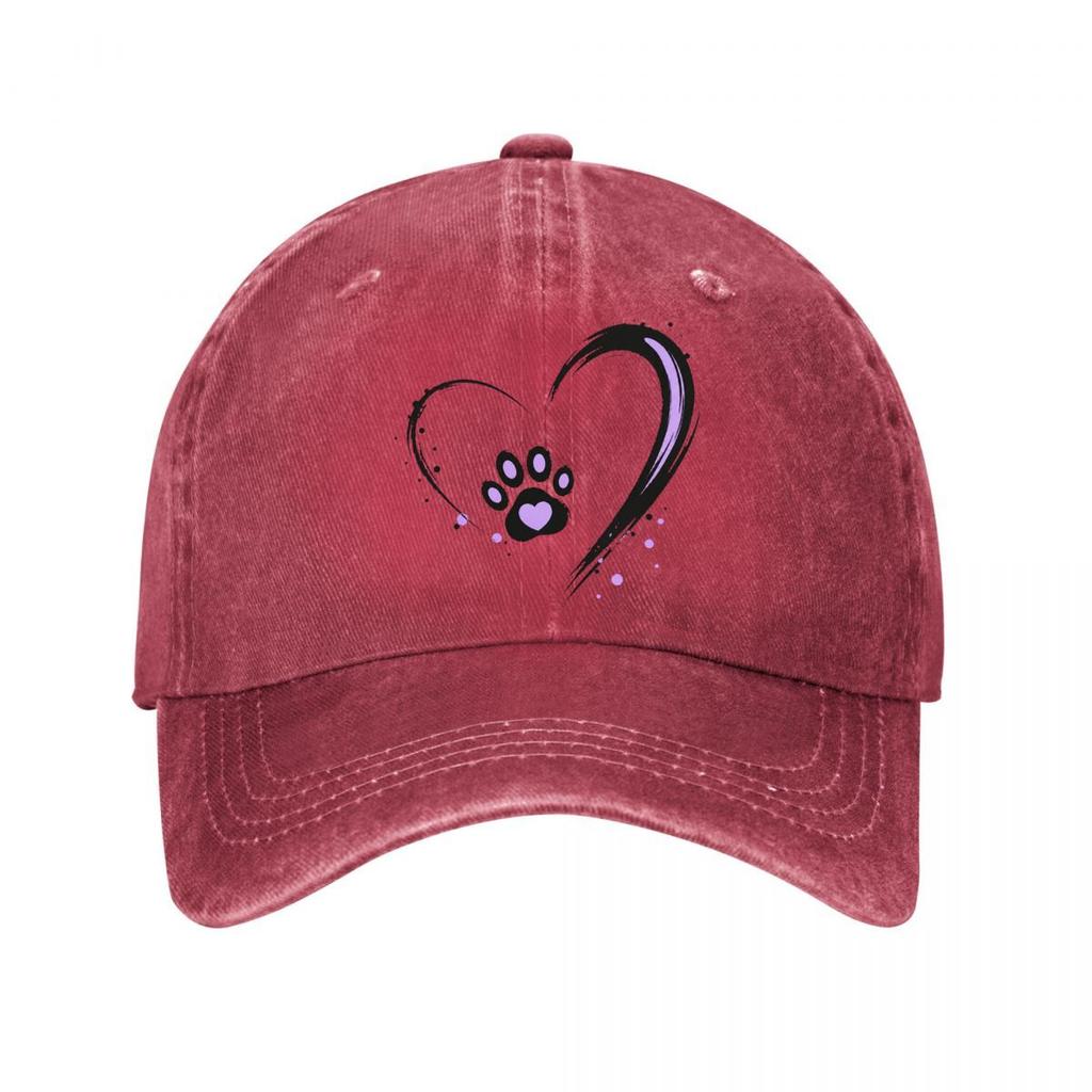 Minimal Pet Love Paw Emblem New Vintage Washed Cotton Baseball Cap Sun Hats