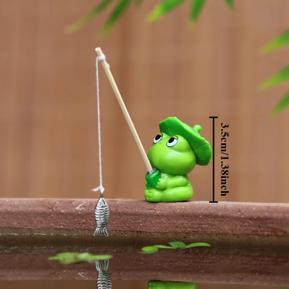 Mini Fishing Decorative Ornaments Landscaping Ornaments with Fishing Rod Aquarium Decoration Fish Tank DIY Cartoon