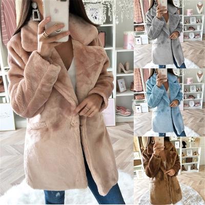 2023 Autumn and Winter Woolen Coat Women's Solid Color Loose Plush Coat