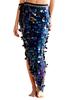Womens Sparkly Sequin Hip Skirt Belly Dance Costume Lace Up Mermaid Scarf Wrap Halloween Festival Wear