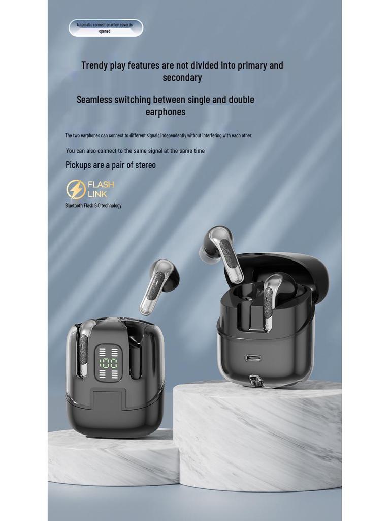 Q76 Dual In-ear Wireless Bluetooth Headset - Long Battery Life, High Sound Quality, Four-in-One Design