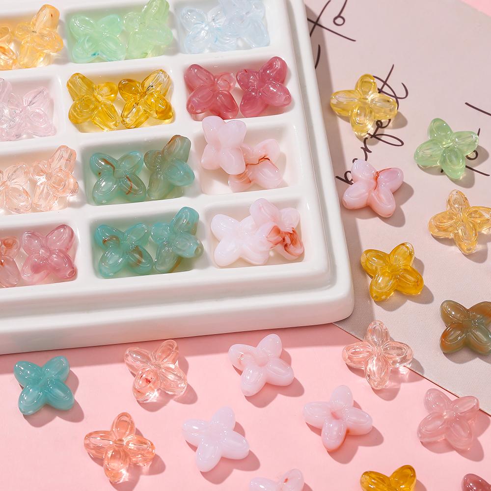 10pcs/Lots Colored Acrylic Flower Shaped Beads Spacer Loose Beads for DIY Necklace Bracelet Phone Chain Jewelry Making Supplies