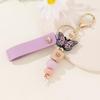 Personalized PU Leather Birthday Flower Name Keychain Pendant