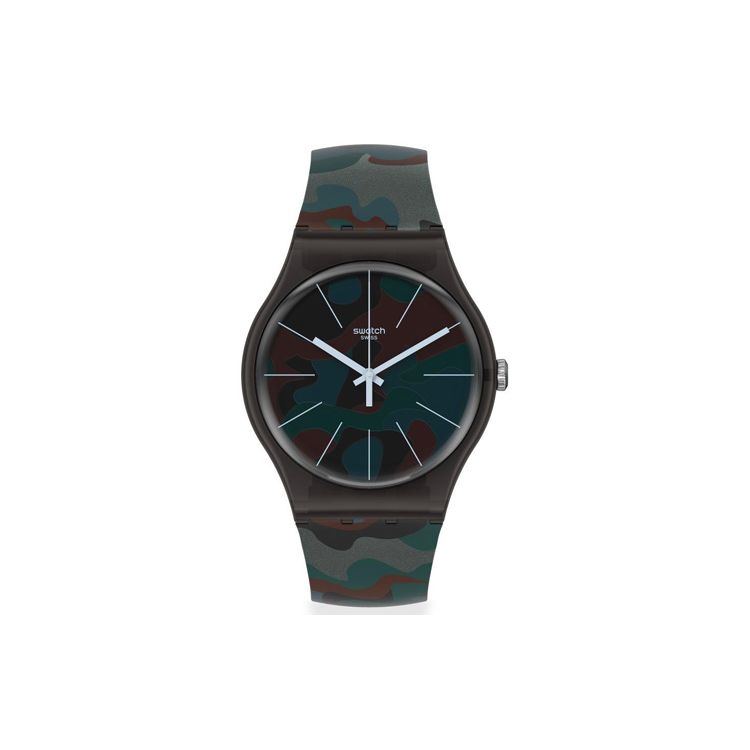 Swatch Originals Serie Kwarts Uurwerk Casual Camouflage Stedelijk Horloge Unisex horloges Zwart SUOB175 Dark Gray black
