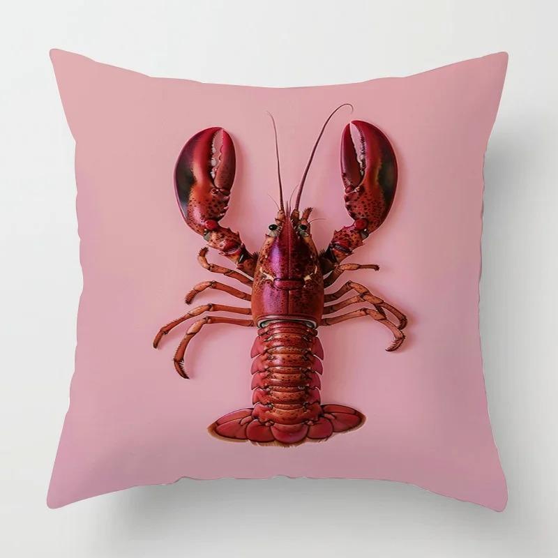 Home Decor Colorful Lobster Patterns Pillow Covers Pattern Cushion Cover Suitable For Sofa Bedroom Car Pillow Cover