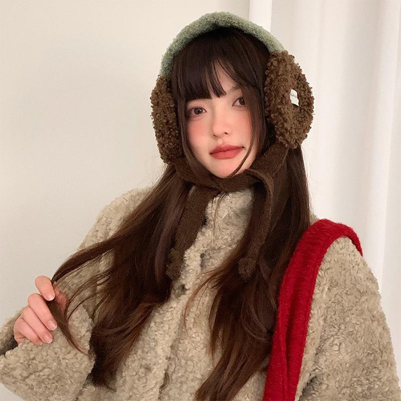 Fashion Cute Rolled Plush Earmuffs For Women New Winter Style For Outdoor Cold Protection Thickened Warm Earmuffs With Straps