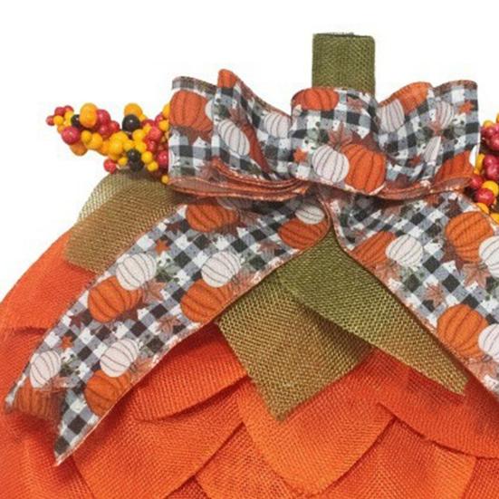 Autumn Pumpkin Wreath Farmhouse Fall Decor with Berry Accents Halloween Thanksgiving Front Door Garland