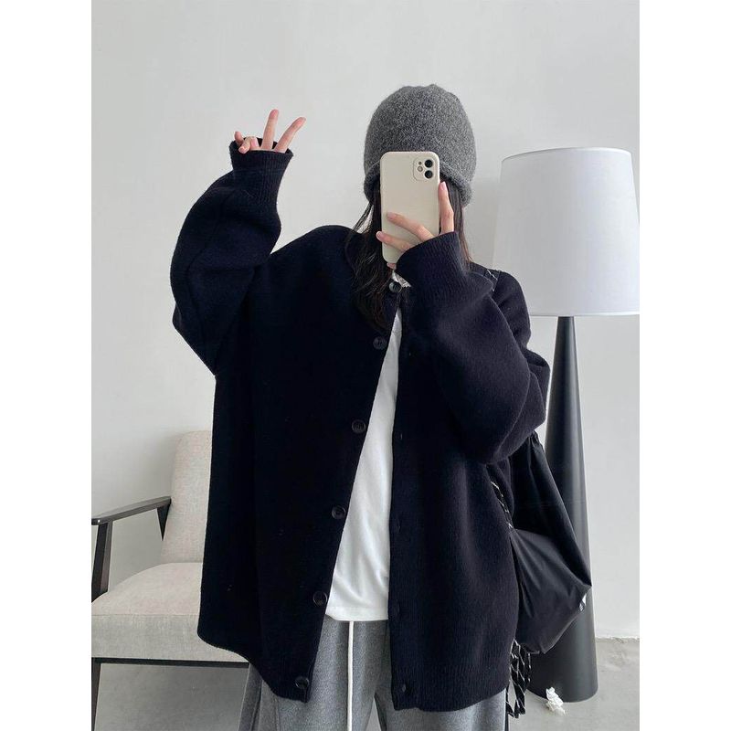 2026 Spring New Plus Size Women's Sweater Cardigan Coat Mid-Length Slimming Lazy Style Knitted Top