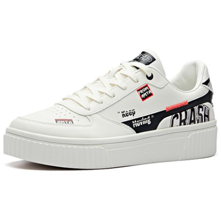 Anta Life Collection Slip Resistant Abrasion Resistant Low top Skateboard Shoes Men's White Black 111938021R-4