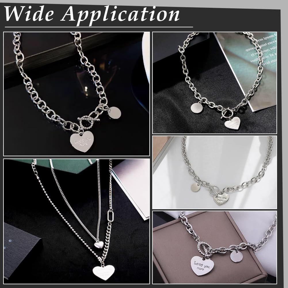 UNICRAFTALE Stamping Blank Tag Pendants Stainless Steel Metal Stamping Kit Engravable Blanks Charms Flat Round Connector Charms for Jewellery Making
