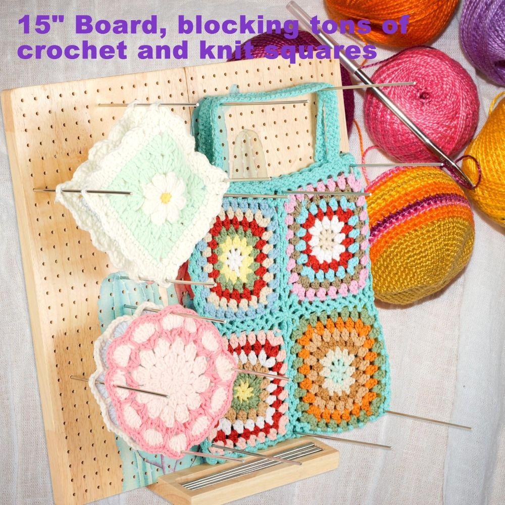 Neues 15-Zoll-Häkel-Blockingbrett faltbar mit 30 Stiften Strickbrett Große Größe Holz-Häkelzubehör