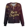 Women's Fashion Short Coat Casual Long Sleeve Printed Single Breasted Plush Top