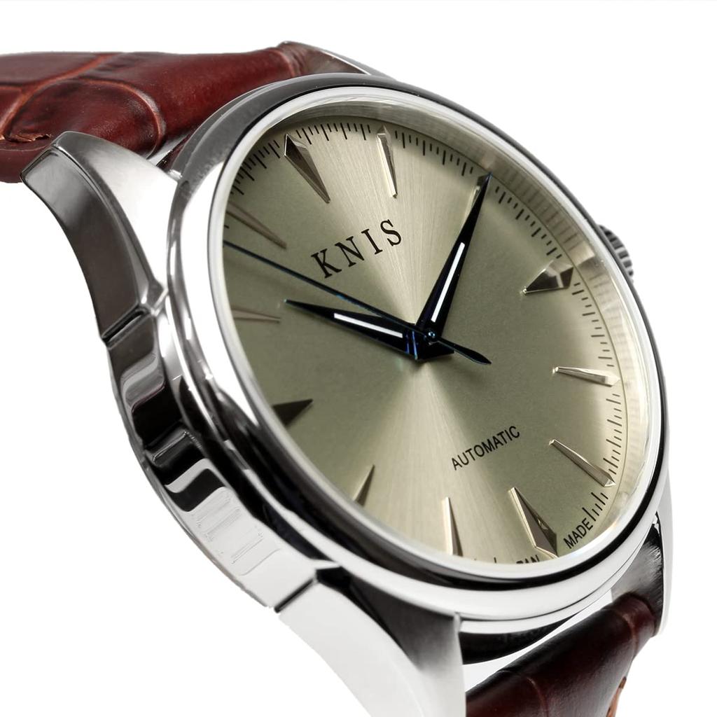 KNIS Kyoto Japan KN001-SGBRLE Men's Automatic Watch Made in Japan Sapphire Glass Leather Band 10ATM Water Resistant Mechanical Champagne Gold Brown