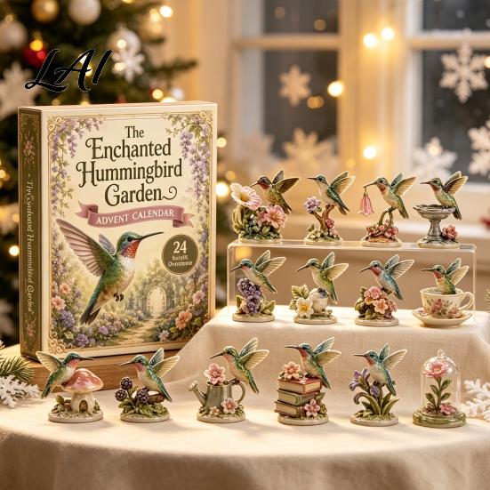 Calendario dell'Avvento di Natale 2026 Calendario Colibrì Set di Ornamenti in Acrilico a 24 Giorni con Figura di Uccello Bomboniere per Feste di Natale Albero Countdown Decorazione da Appendere,