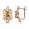 Vintage Rose Gold Separation 8-figure Garland  Yellow Zirconium Clip Earrings
