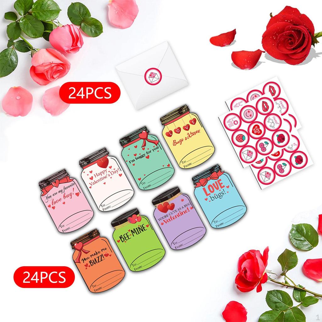 24 Assorted Valentines Day Cards for Kids - Cute and Playful Greetings