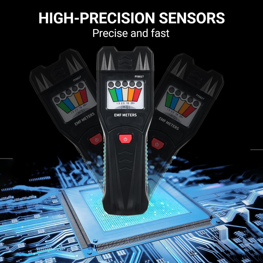 FY8817 Handheld EMF Meter with 5 LED Magnetic Field Detector, Household Electromagnetic Radiation
