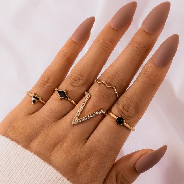 Matching Rings For Women Anillos Mujer Gold Ring Set Bagues Anillo Bohemian Jewellery Slytherin Accessories Couple Gift Sygnety