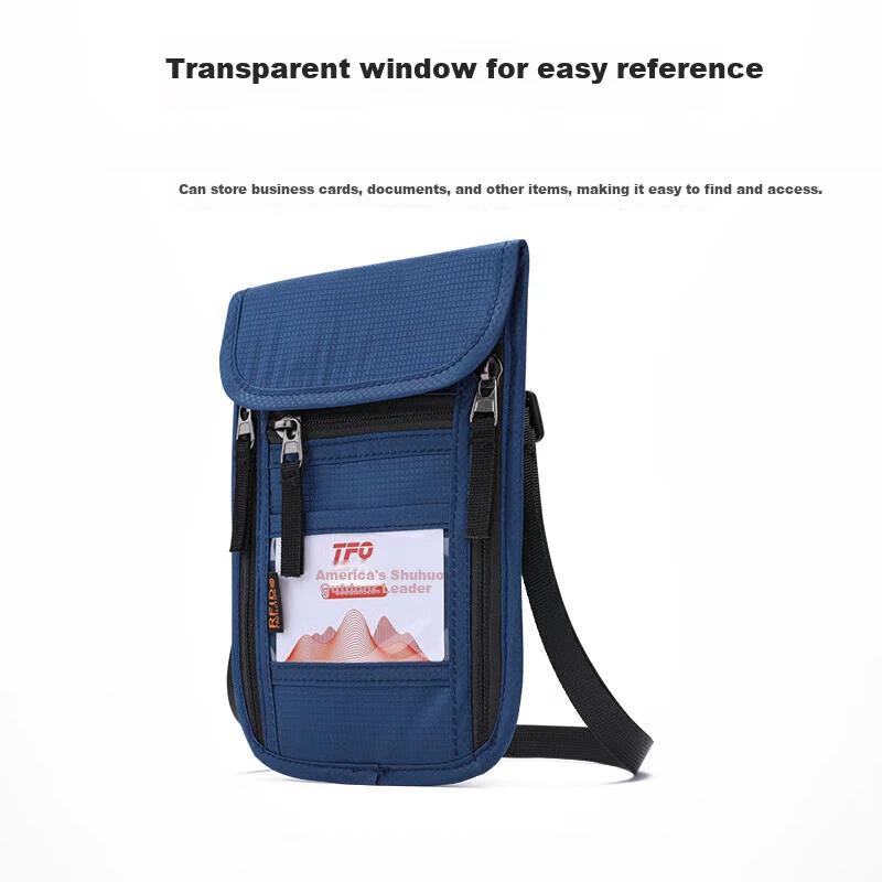TFO Travel Document/Passport Bag, Neck Strap, Multifunctional, Crossbody Bag, 9802408 Blue, 15.5*22cm