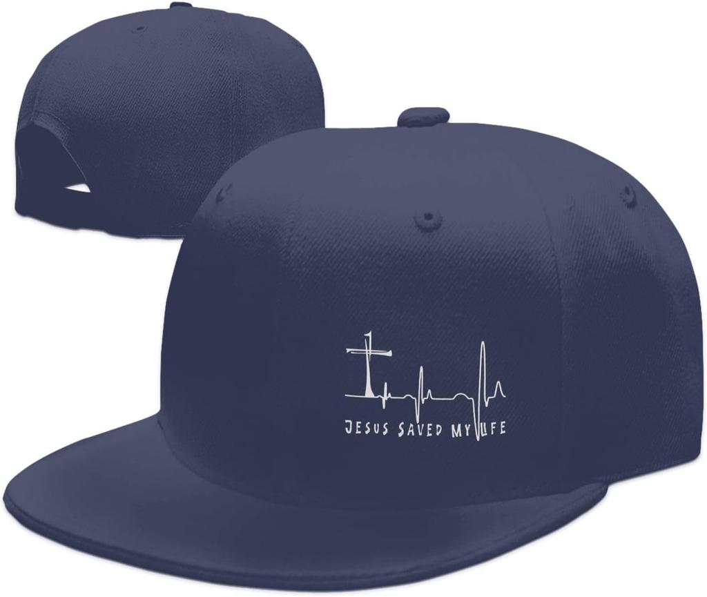 Jesus Saved My Life Cross Heartbeat Snapback Cap Christian Baseball Hat Casual Adjustable