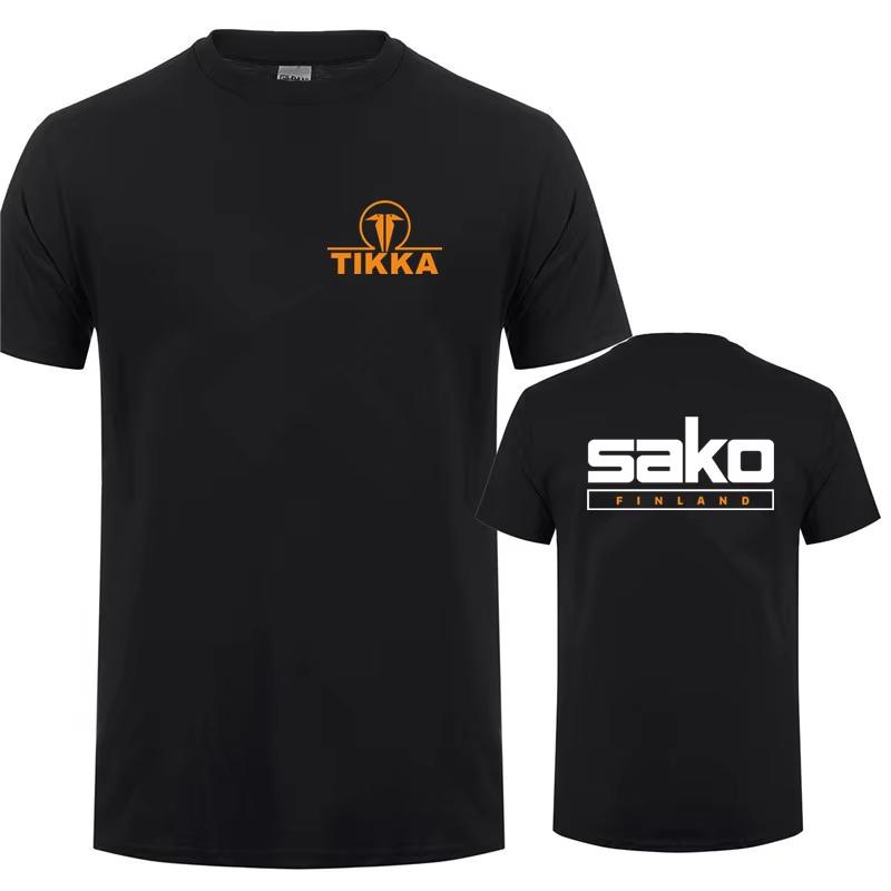 Tikka By Sako Finland Firearms T Shirts Tees Casual Short Sleeve Cotton Man Tshirt LH-252 Men's T-Shirt Black Casual Crew Neck