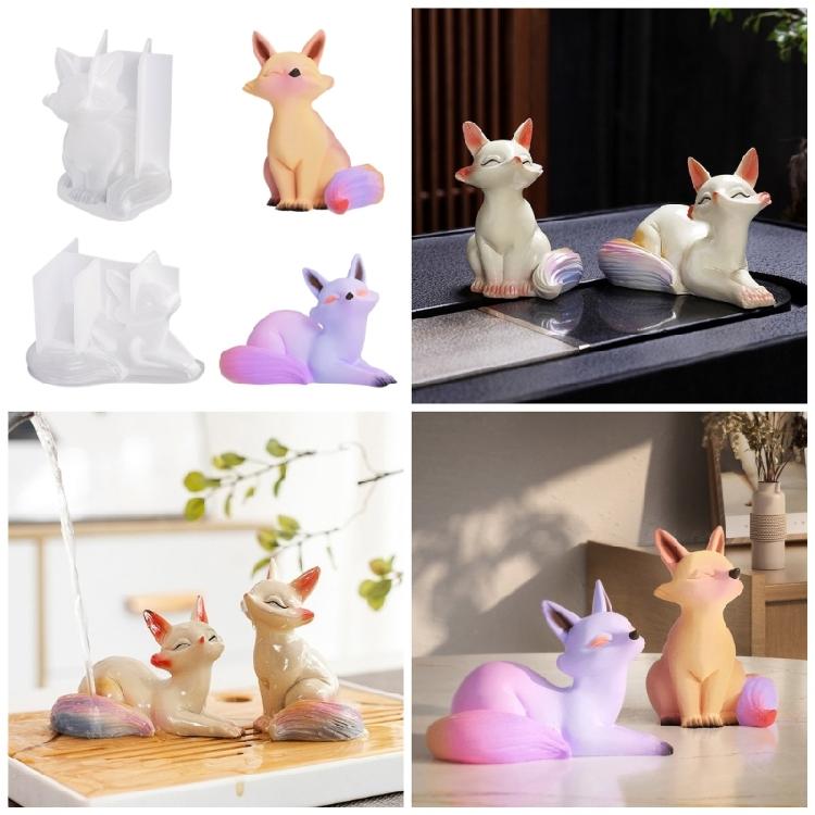 Aromatherapy Candle Mold Foxes Silicone Resin Molds Epoxy Casting Mold Home Decors