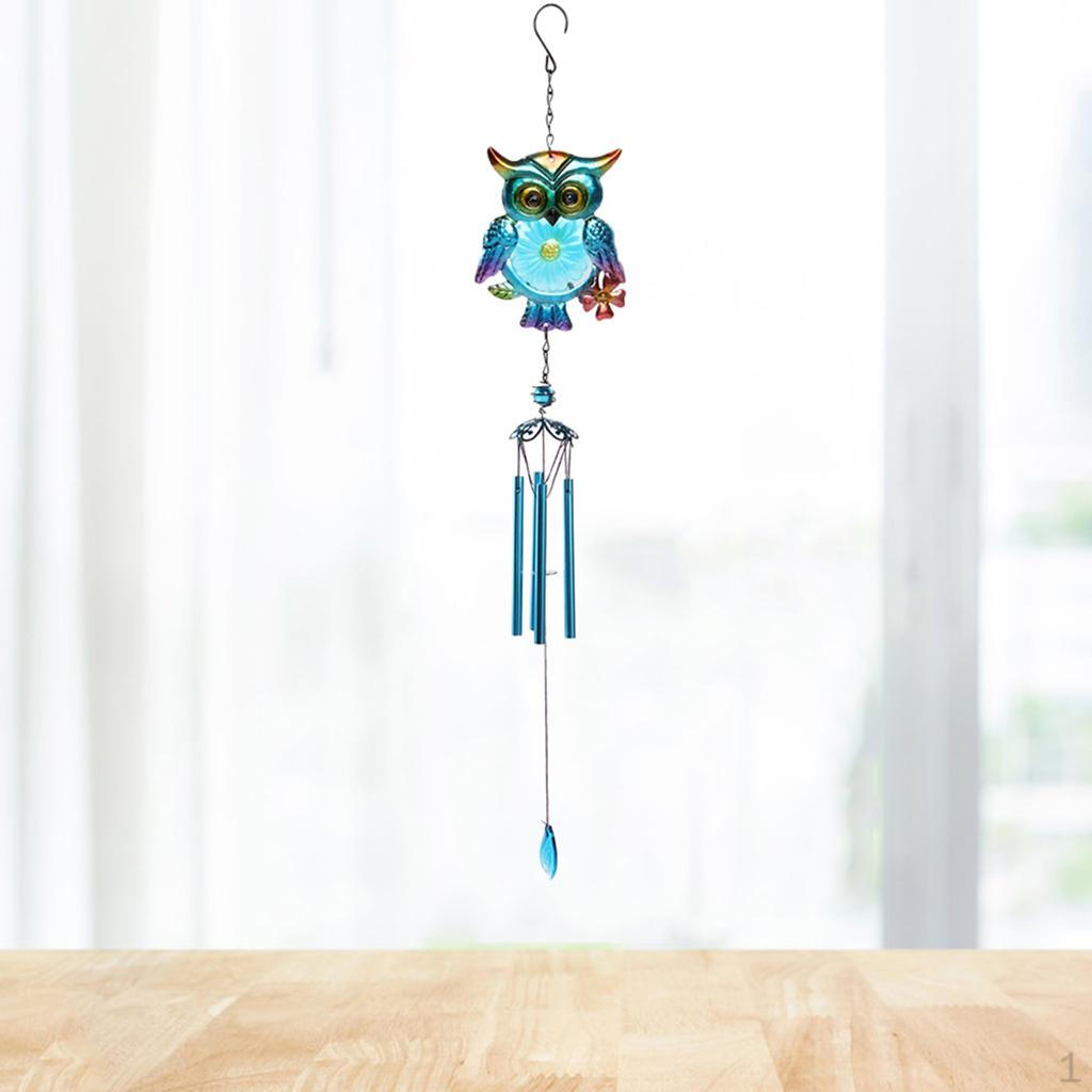 

31 Inch Owl Wind Chimes Waterproof 4 Aluminum Tube Handmade Music Chime for Home, Party, синій