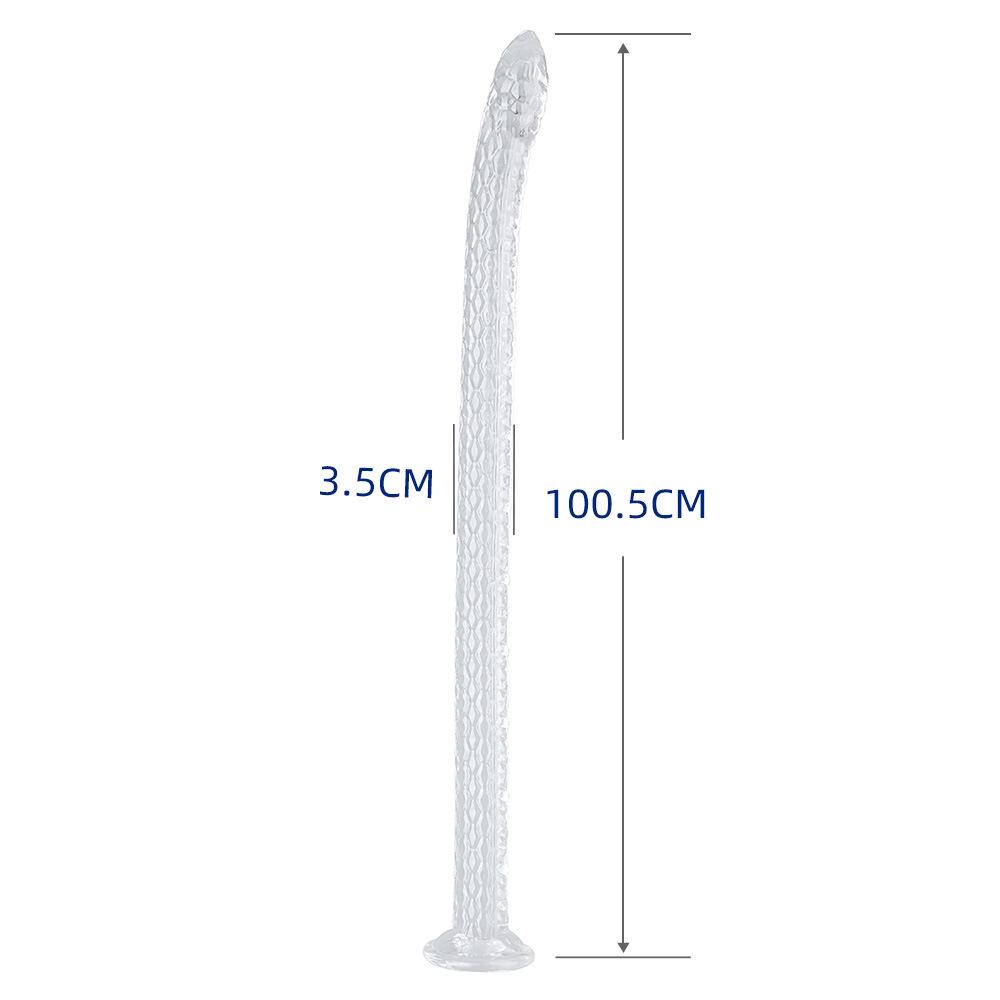 1-Meter Transparent Soft Snake Whip Anal Plug with Pull Beads