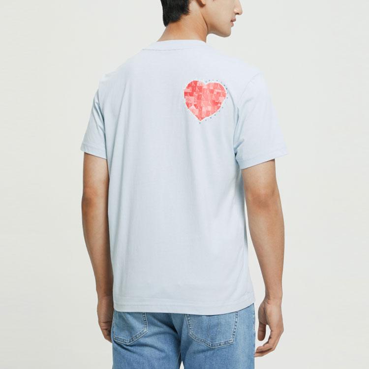 Calvin Klein Cotton Heart Logo Embroidered Round Neck T-Shirt Unisex Tops Blue J320567-C1U