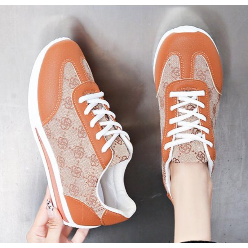 Fashion Women Thick Soled Cross Round Head Thin Fashion Shoes Women Comfortable  Breathable Casual Wear-resistant Shoes Zapatos De Mujer