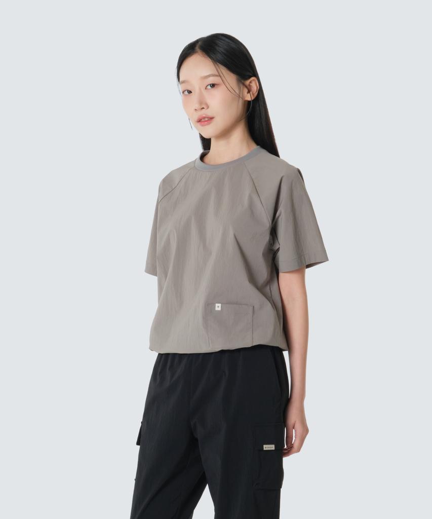 SNOWPEAK APPAREL Root Women'S Pocket Short Sleeve T-Shirt (S26Mwrts61) Vintage Gray