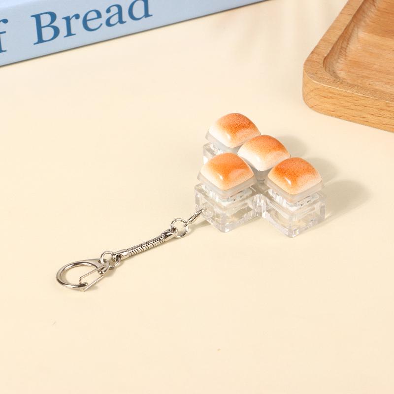 Kreatives Brot Tastatur Schlüsselanhänger Mechanische Tastatur Dekompression Spielzeug Schlüsselring Tasche Anhänger Fidget Knopf Finger Spielzeug
