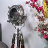 Decorative Nautical Nickel Finish Silver Searchlight Brown Tripod Home Decor Spotlight